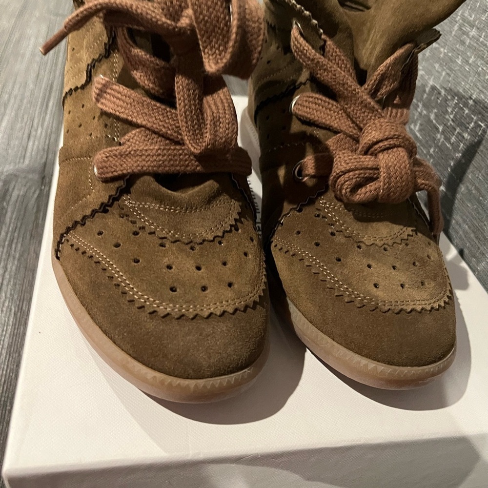 NIB Isabel Marant Bobby suede calfskin leather wedge sneakers 8 1/2 - Picture 10 of 13
